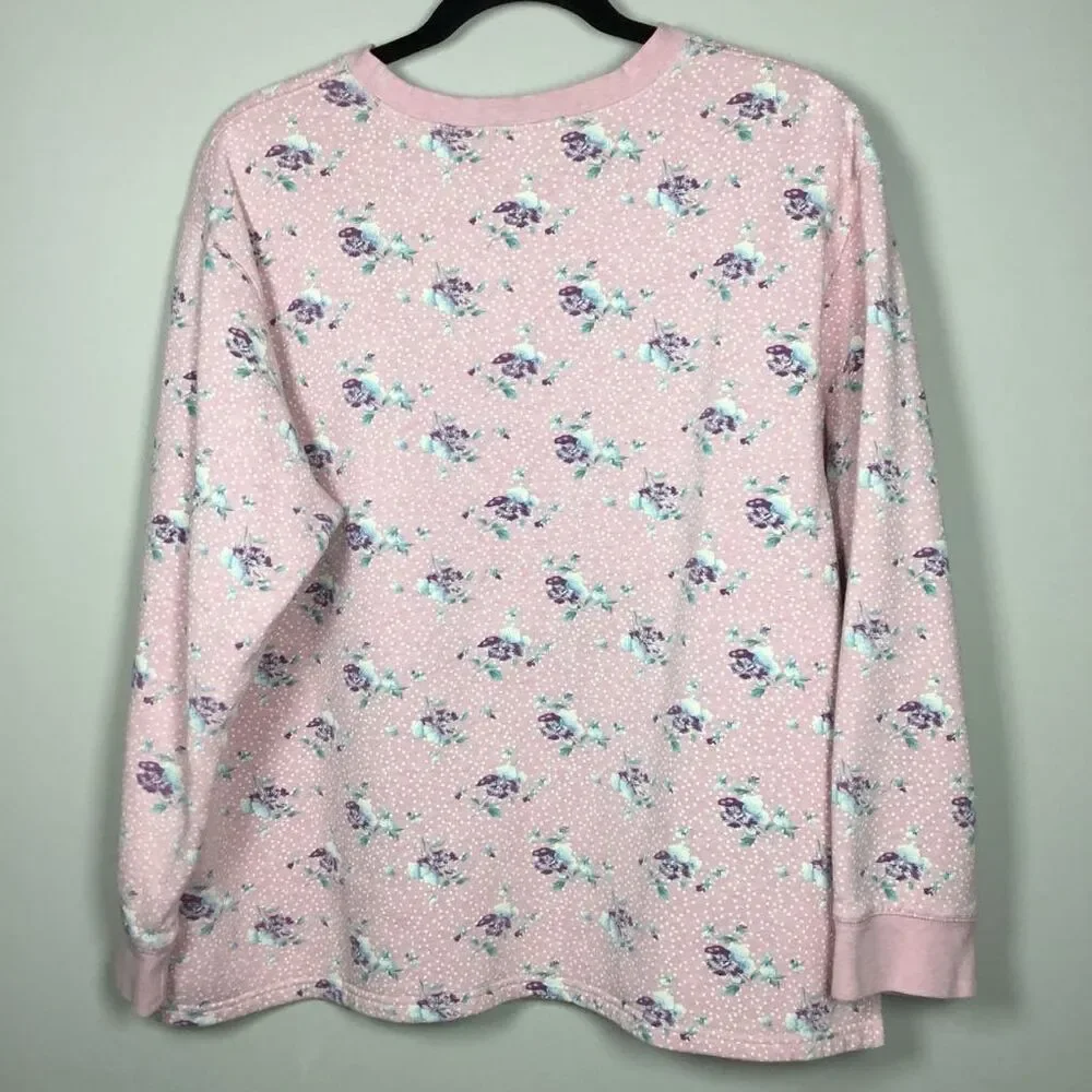 Vintage Pink‎ Floral Grannycore Grandma Cottagecore Feminine Sweatshirt 16-18W